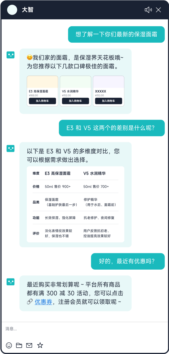 零售电商 _商品导购_智齿科技在线客服机器人应用场景3